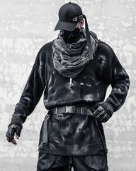 Street-Style Washed Tie-Dye Distressed Sweater