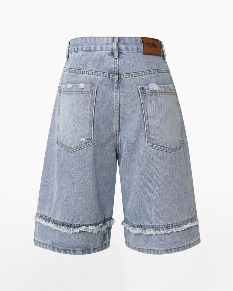 Pathwork Jorts Street Unisex Washed Patchwork Whisker Baggy Jorts – Rabock