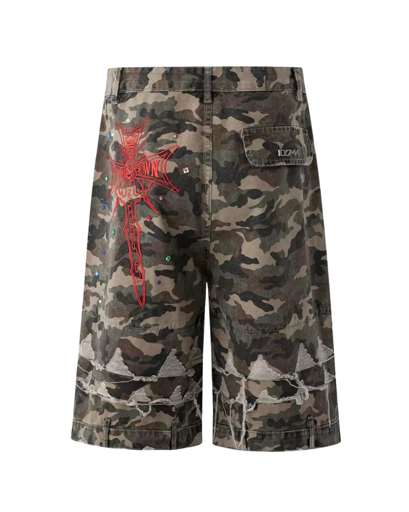 Street Vintage Camo Cargo Baggy Jorts