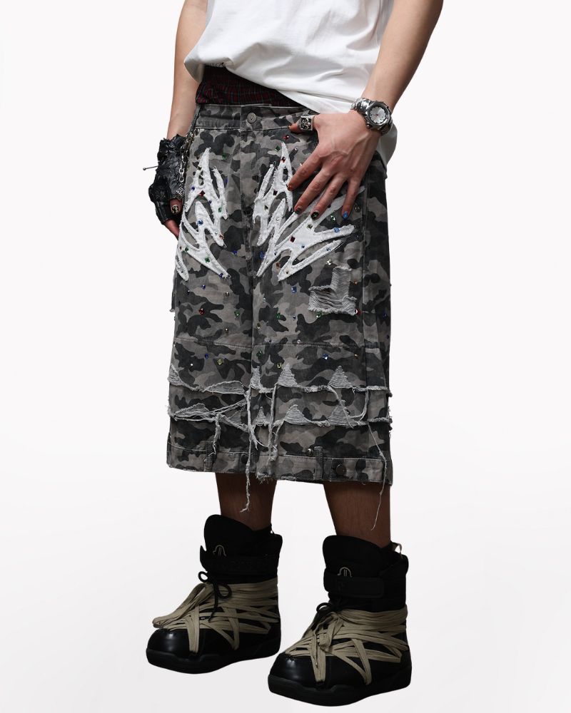 Street Vintage Camo Cargo Baggy Jorts