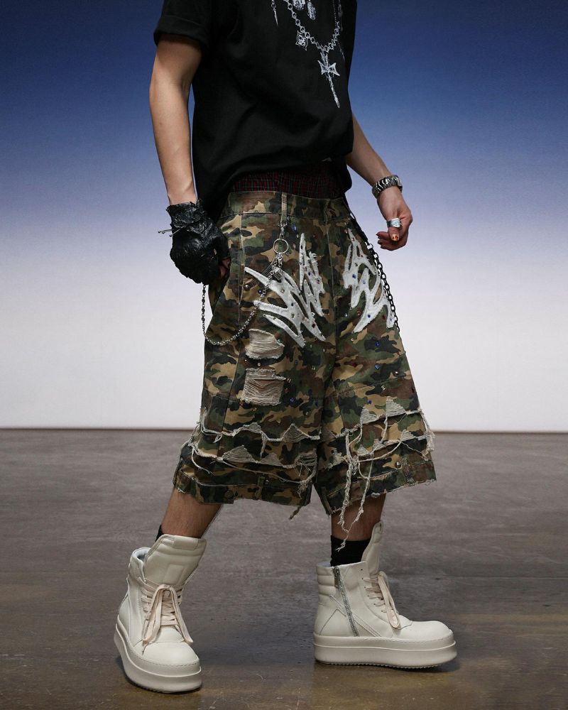 Street Vintage Camo Cargo Baggy Jorts