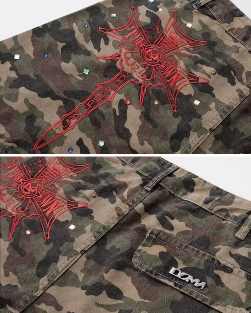 Street Vintage Camo Cargo Baggy Jorts