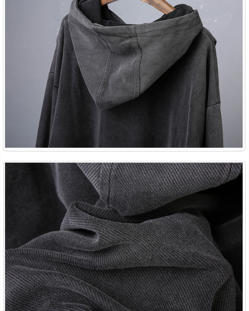 Street Vintage-Wash Patchwork Hoodie