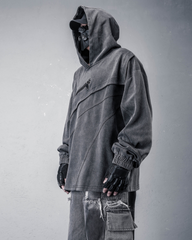 Street Vintage-Wash Patchwork Hoodie