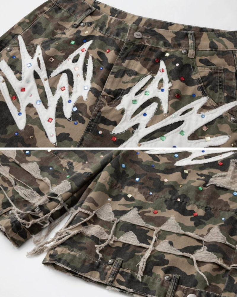 Street Vintage Camo Cargo Baggy Jorts