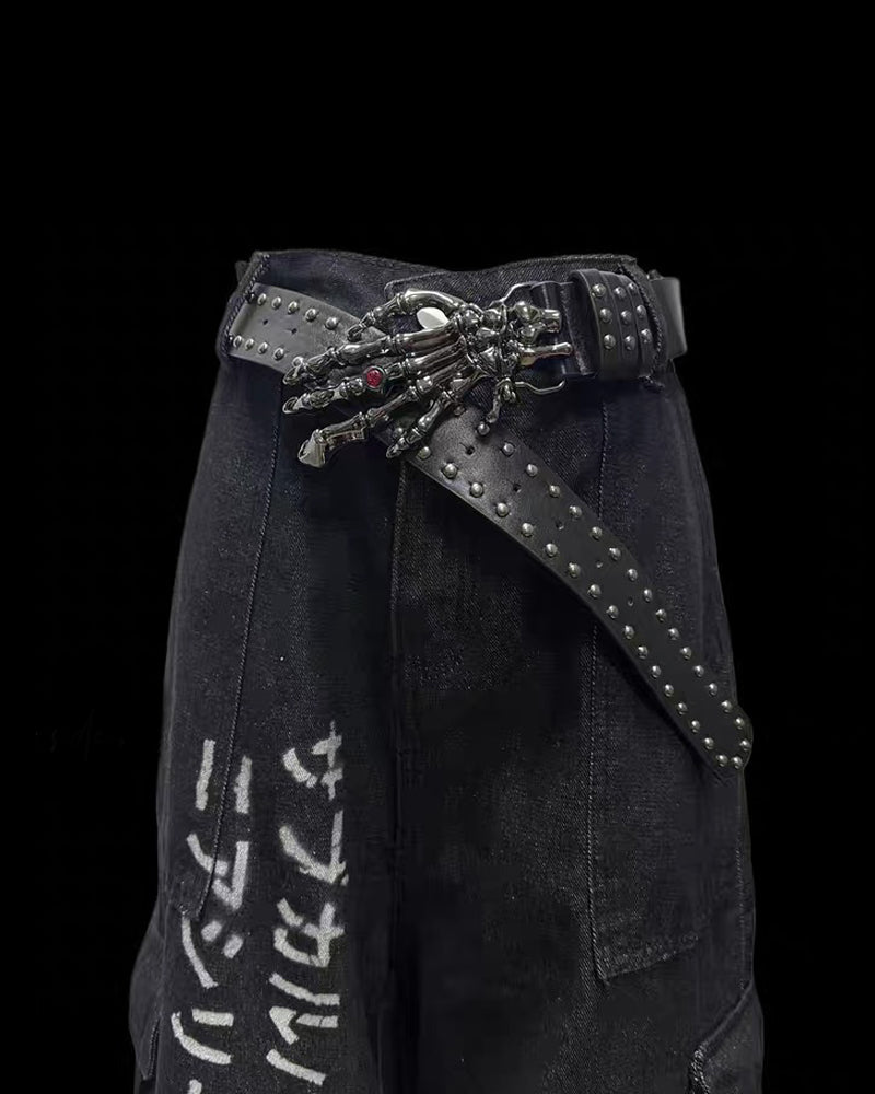 Street Washed Chains Denim Baggy Jorts