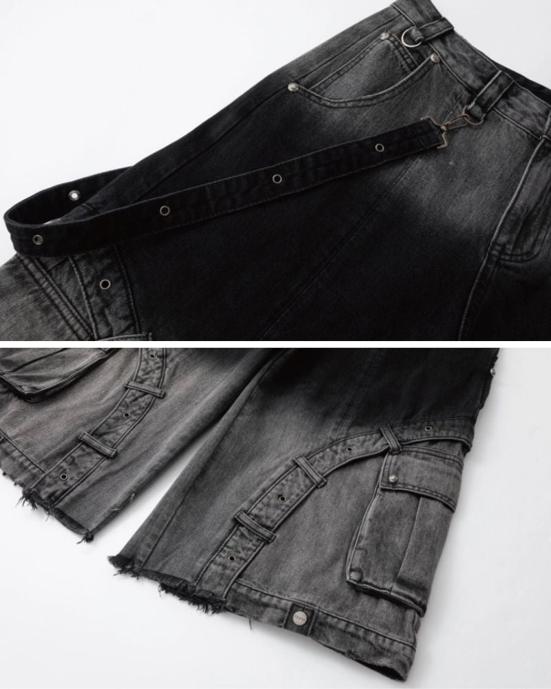 Street Washed Ombre Denim Baggy Jorts