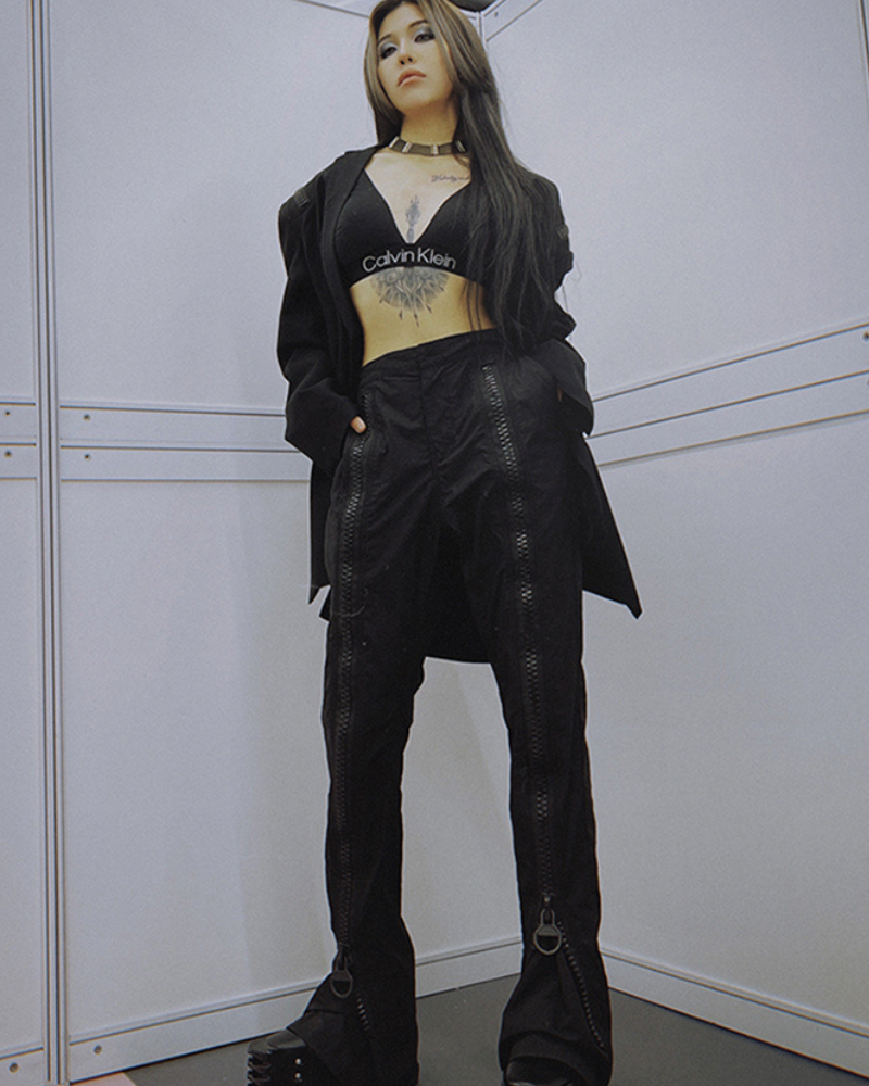 Opium Style Street Y2K Zipper Flared Pants