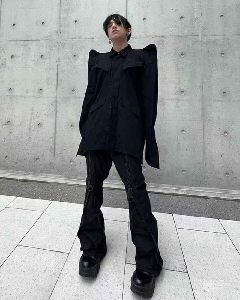 Opium Style Street Y2K Zipper Flared Pants