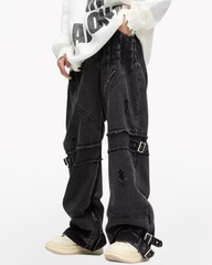 Streetwear Bandage Zipper Y2K Punk Jeans