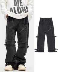 Streetwear Bandage Zipper Y2K Punk Jeans