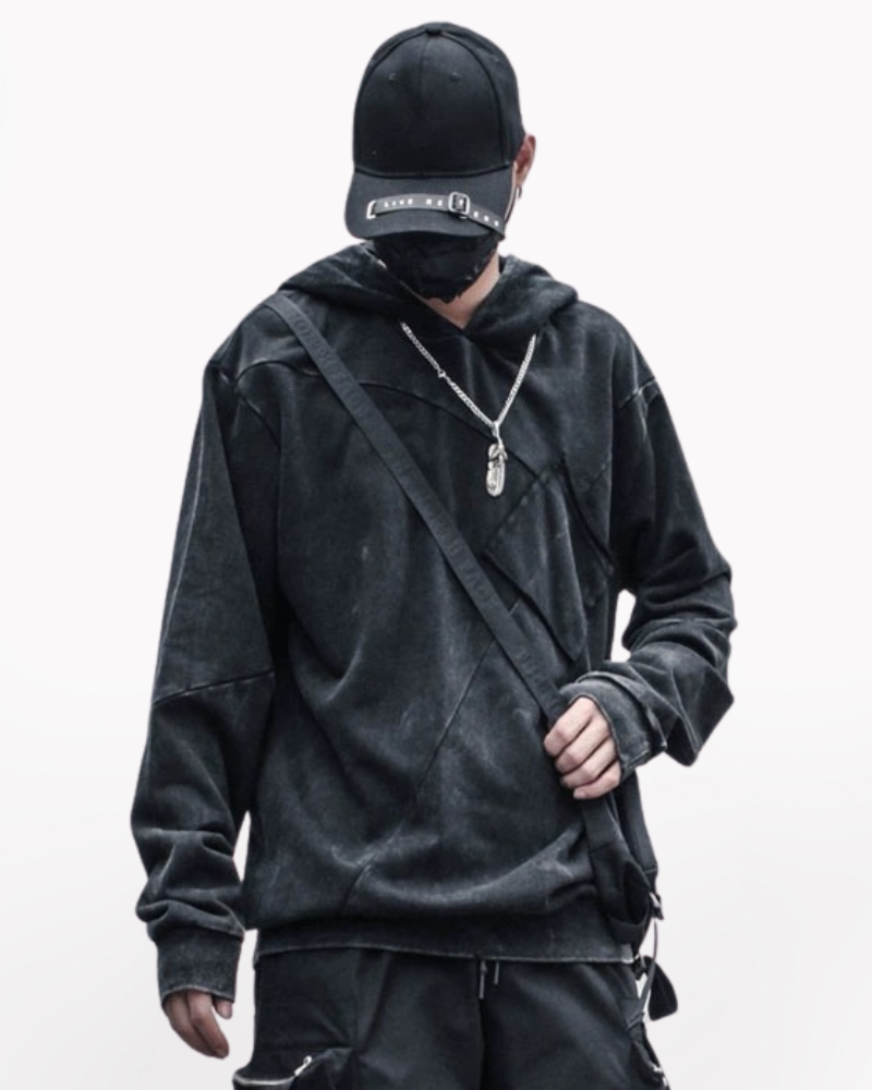 Streetwear Black Denim Hoodie