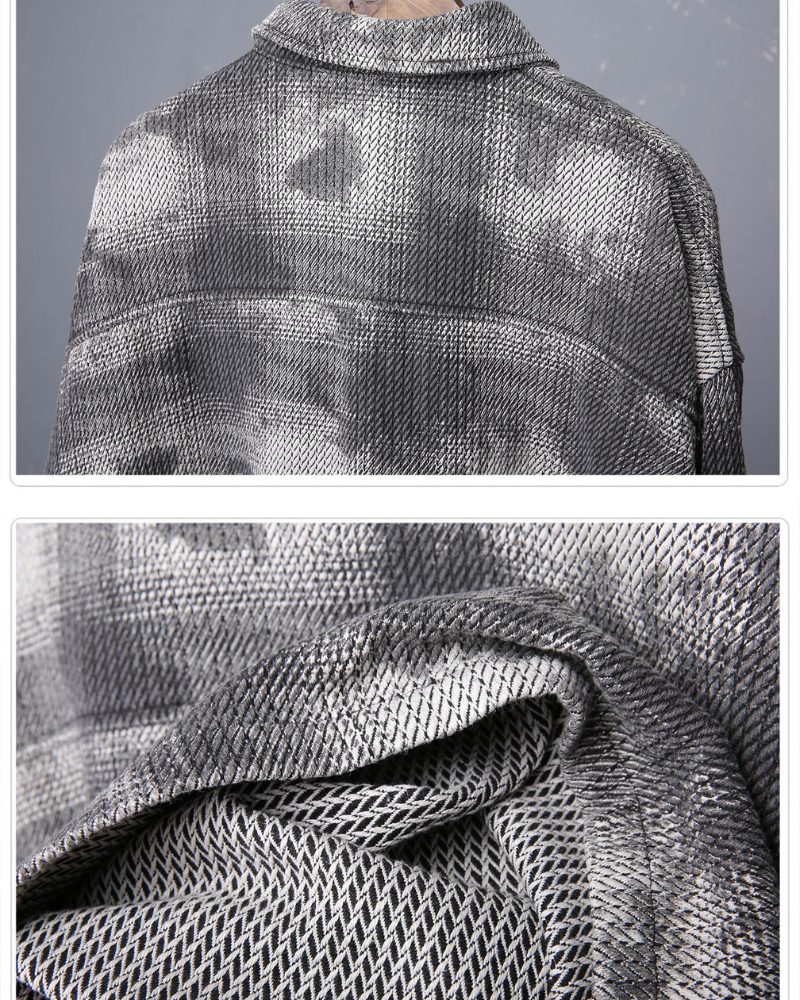 Streetwear Brushed Plaid Camo Shirt Jacket