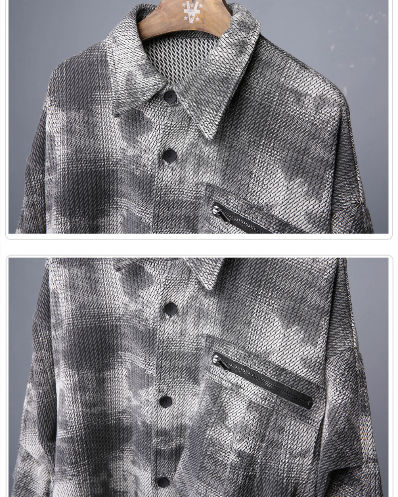 Streetwear Brushed Plaid Camo Shirt Jacket