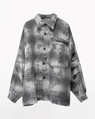 Streetwear Brushed Plaid Camo Shirt Jacket