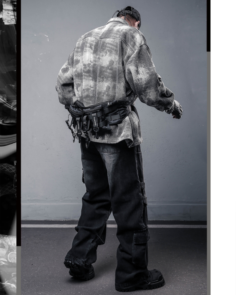 Streetwear Brushed Plaid Camo Shirt Jacket