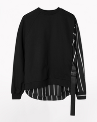 Streetwear Color Block Ribbon Crewneck Sweatshirt