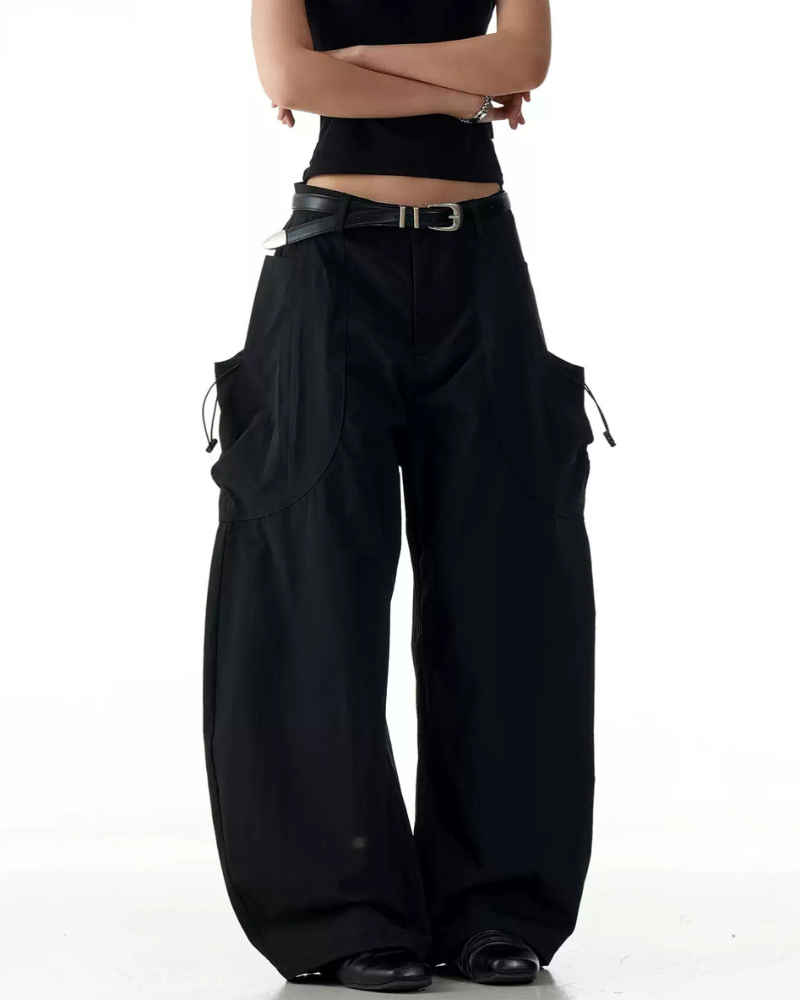 Streetwear Curved Wide-Fit Women Cargo Pants