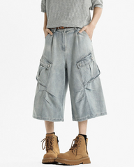 Streetwear Unisex Denim Cargo Shorts | Baggy Jorts