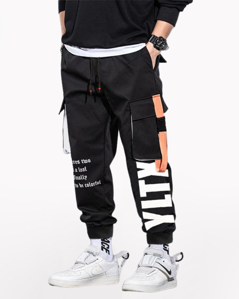 Streetwear Letter Ribbon Plus Size Cargo Pants