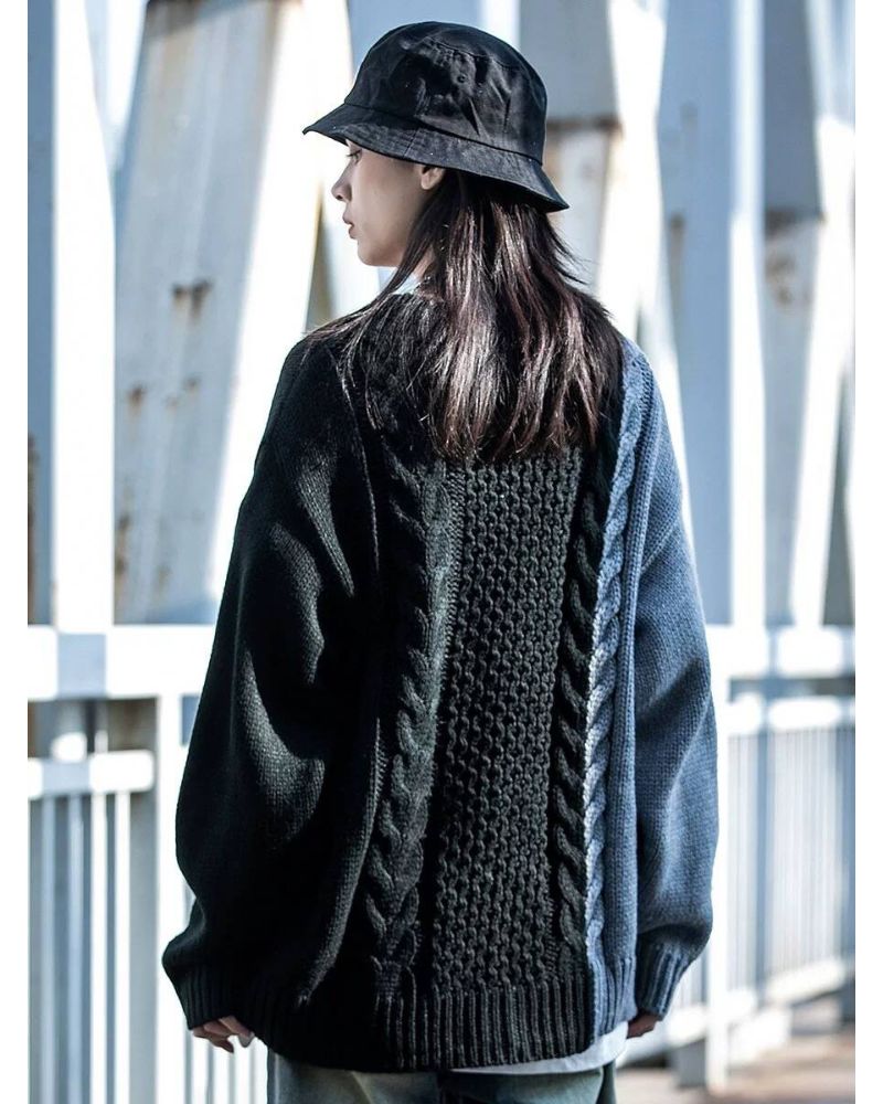 Streetwear Patchwork Color Block Sweater