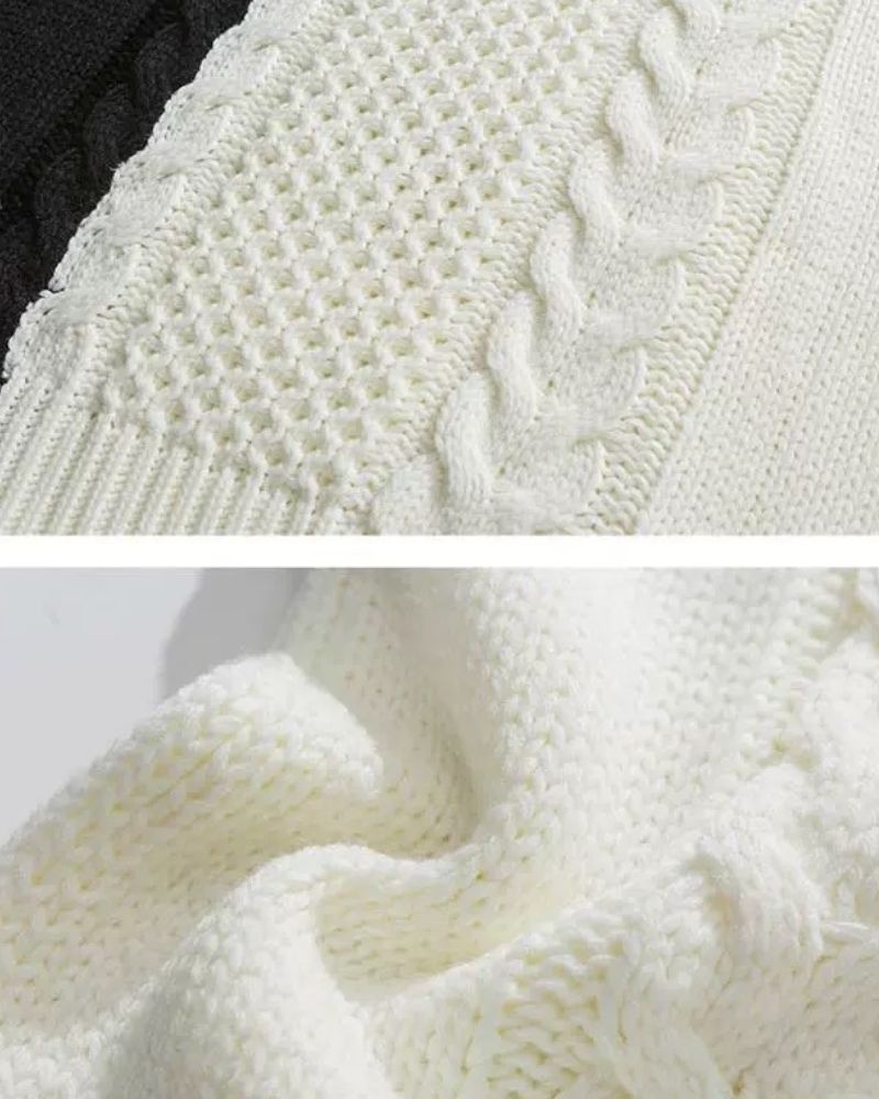 Streetwear Patchwork Color Block Sweater