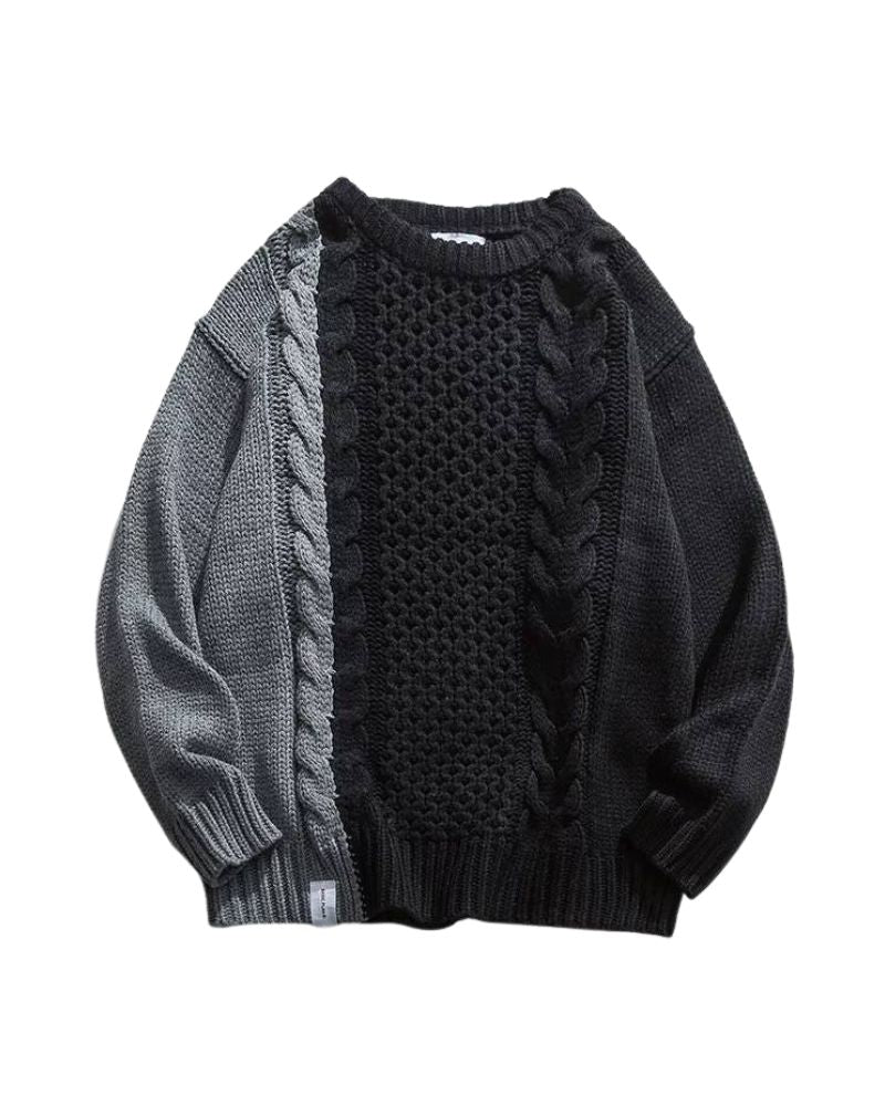 Streetwear Patchwork Color Block Sweater