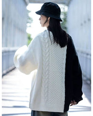 Streetwear Patchwork Color Block Sweater