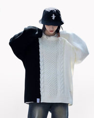 Streetwear Patchwork Color Block Sweater