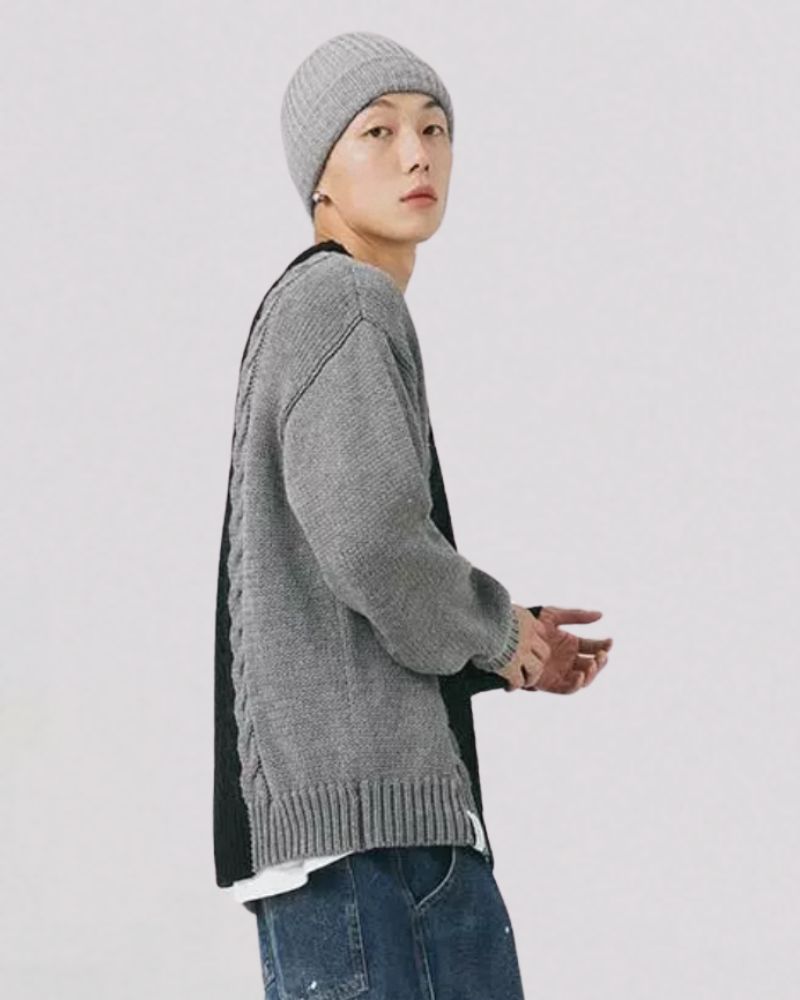 Streetwear Patchwork Color Block Sweater