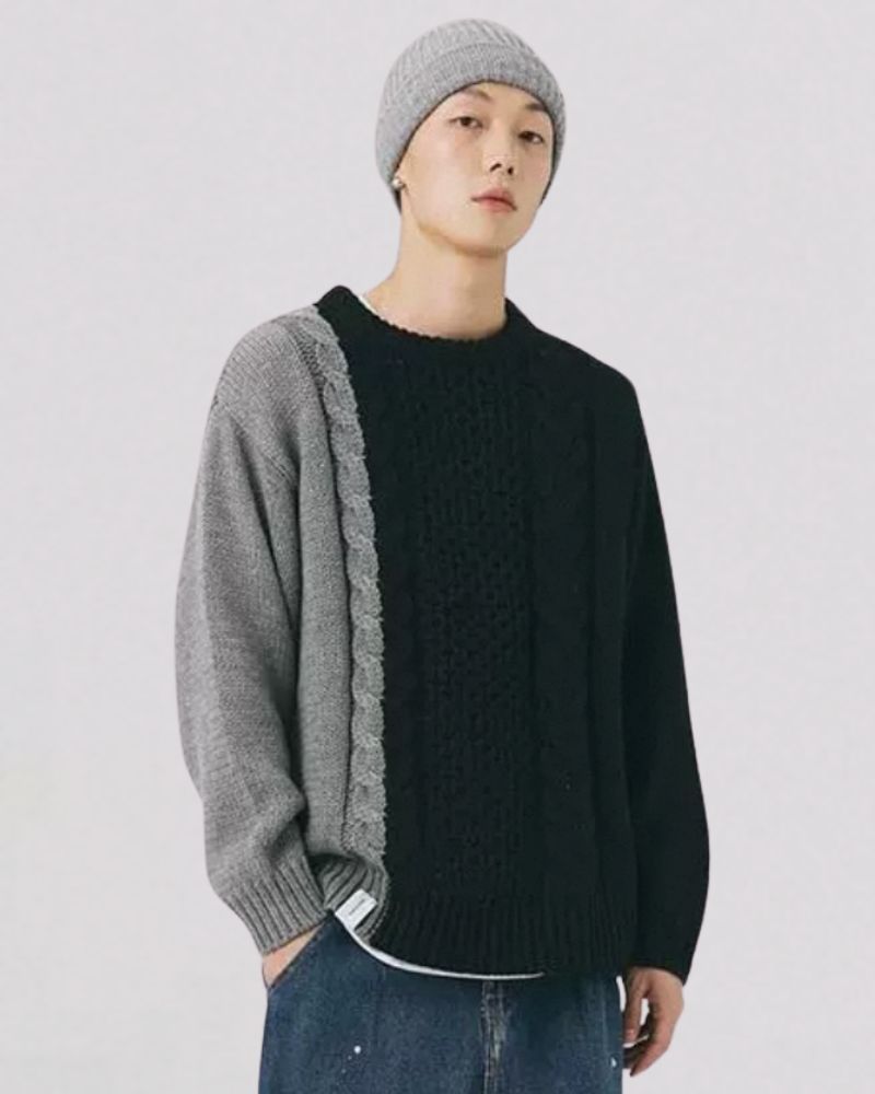 Streetwear Patchwork Color Block Sweater