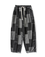 Streetwear Plaid Loose Hakama Pants