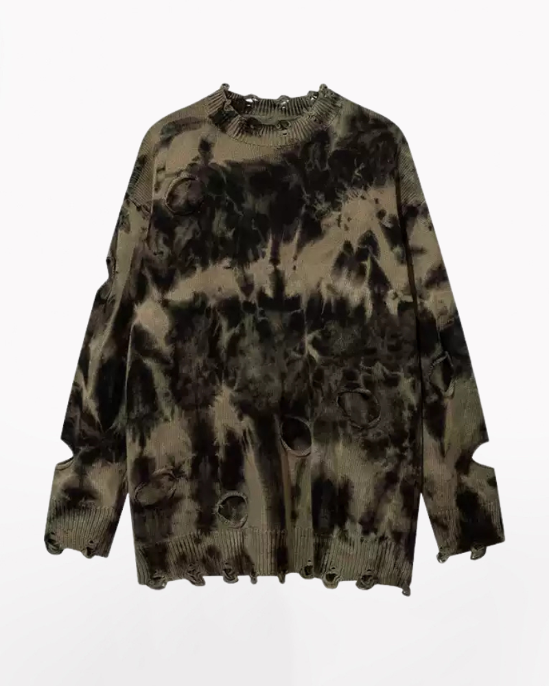Streetwear Raw Edge Ripped Sweater