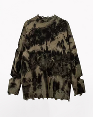 Streetwear Raw Edge Ripped Sweater