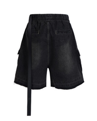 Streetwear Washed Raw Edge Cargo Baggy Jorts