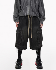 Streetwear Washed Raw Edge Cargo Baggy Jorts