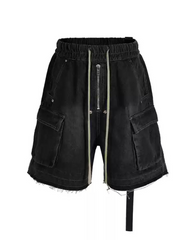 Streetwear Washed Raw Edge Cargo Baggy Jorts
