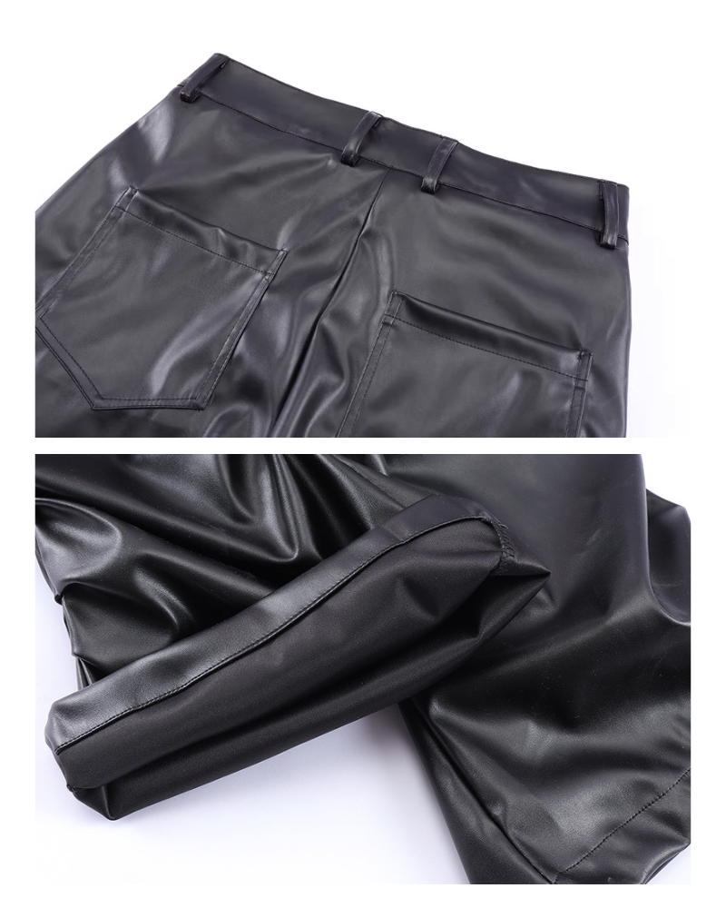 Opium Style Streetwear Y2K Aesthetic Pleated PU Pants