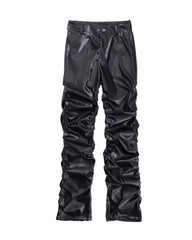 Opium Style Streetwear Y2K Aesthetic Pleated PU Pants