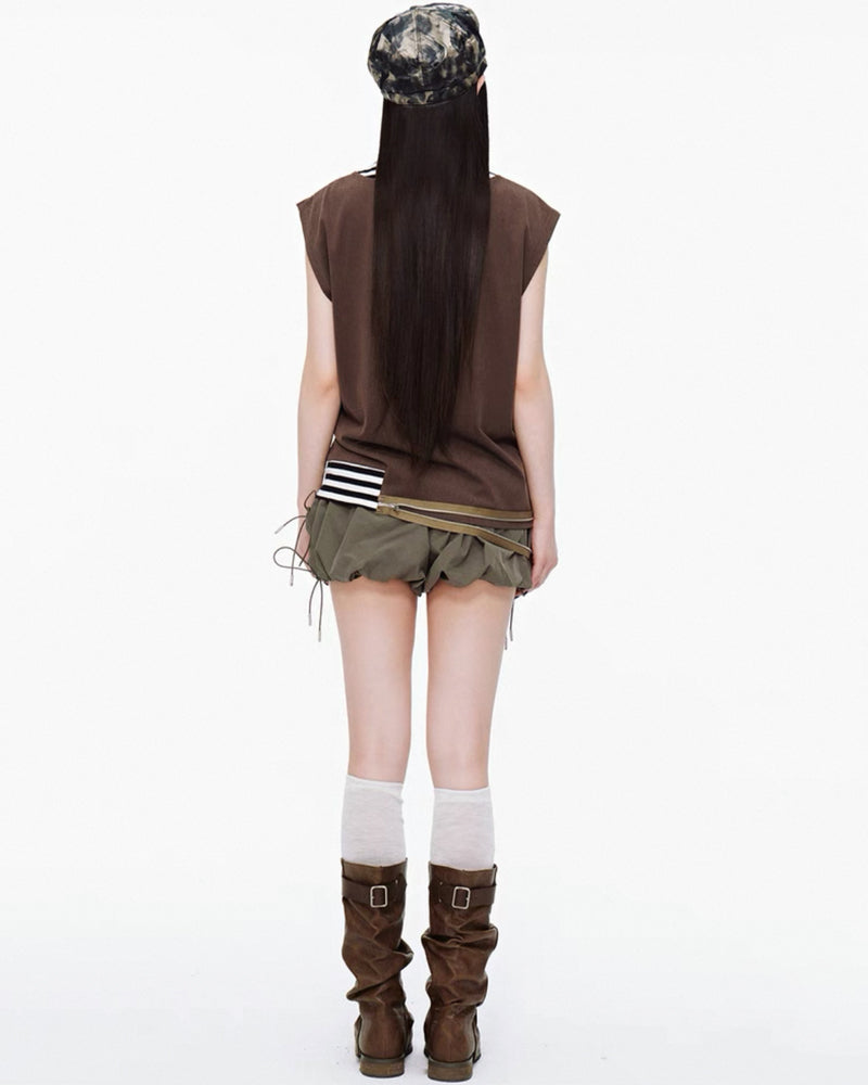 Summer Knot Tie Bubble Cargo Shorts