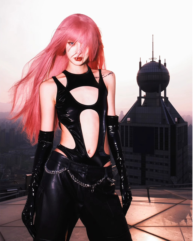 Black Cut-out Bodysuit