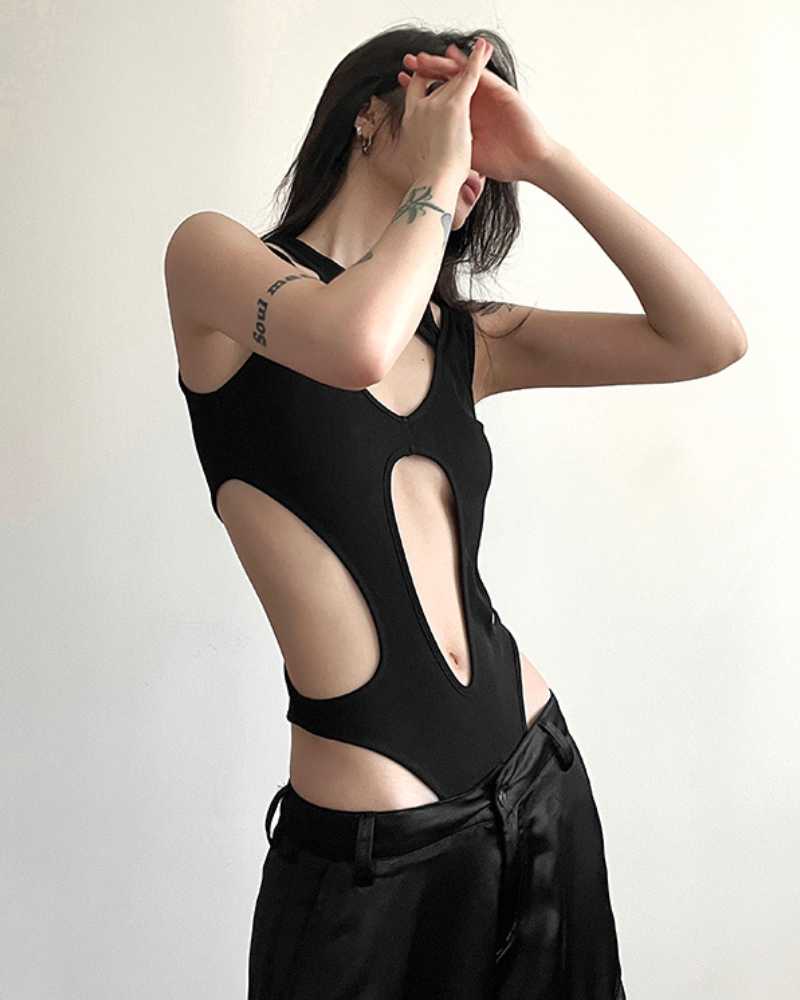 Black Cut-out Bodysuit