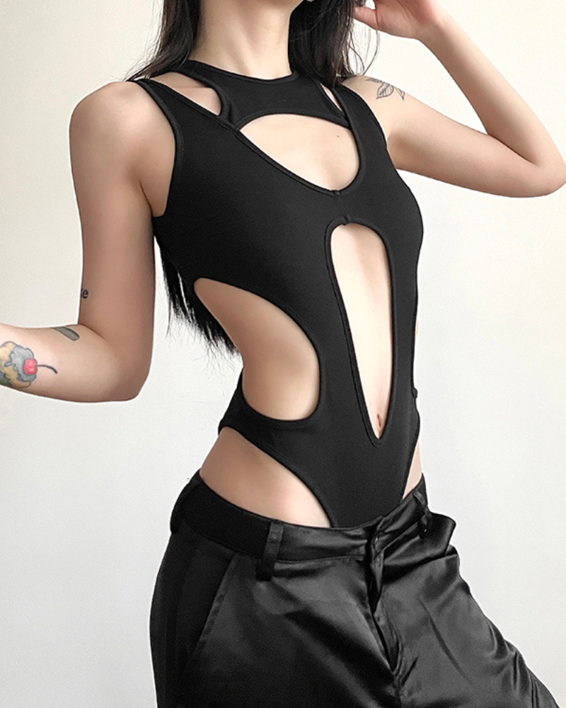 Black Cut-out Bodysuit