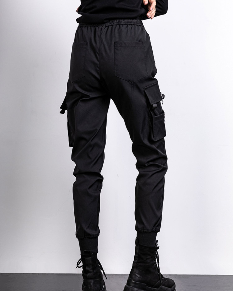 Black Slim Women Cargo Pants