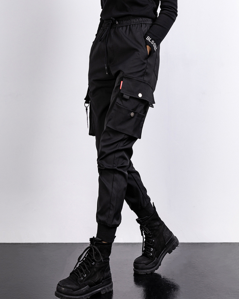 Black Slim Women Cargo Pants
