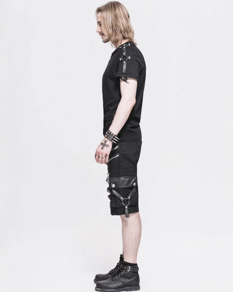 Black Zipper Punk Shorts