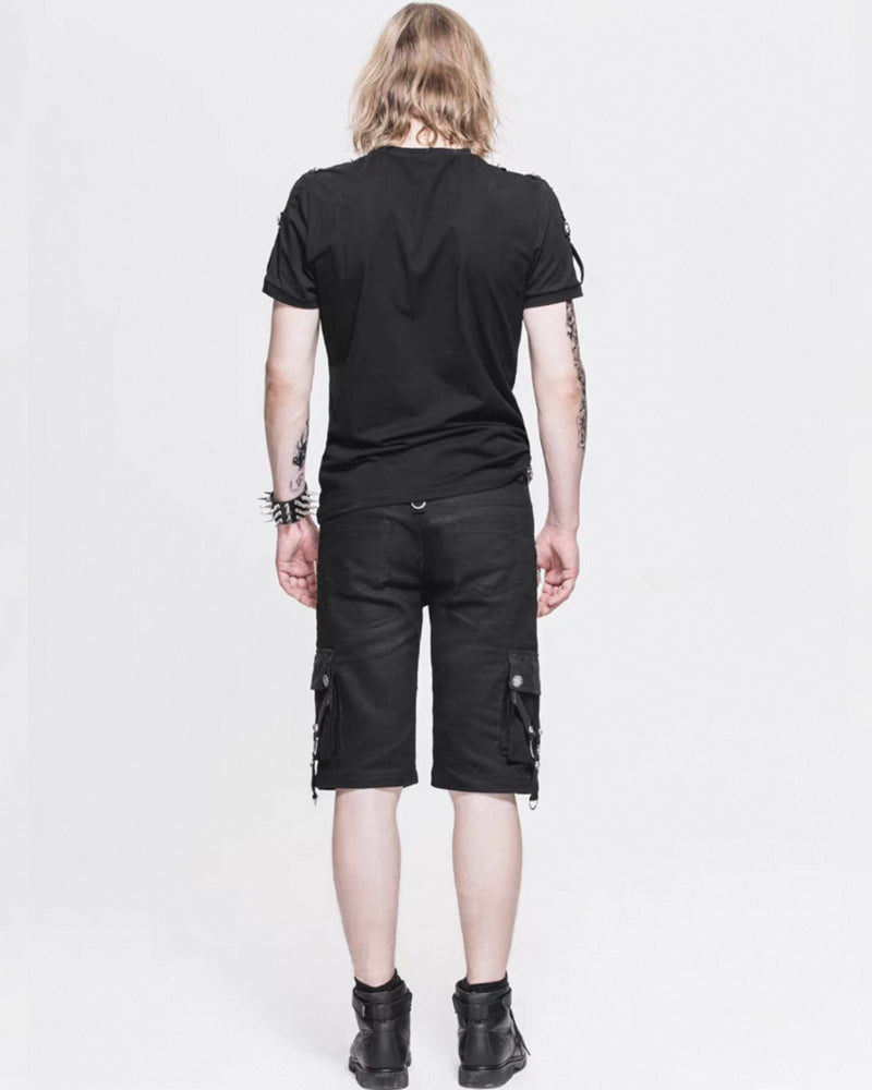 Black Zipper Punk Shorts