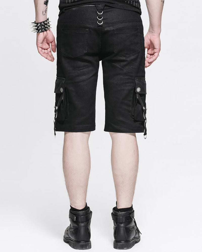 Black Zipper Punk Shorts