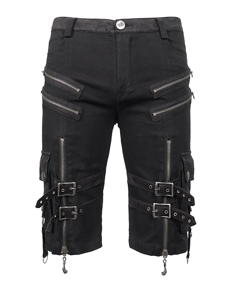 Black Zipper Punk Shorts