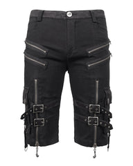 Black Zipper Punk Shorts